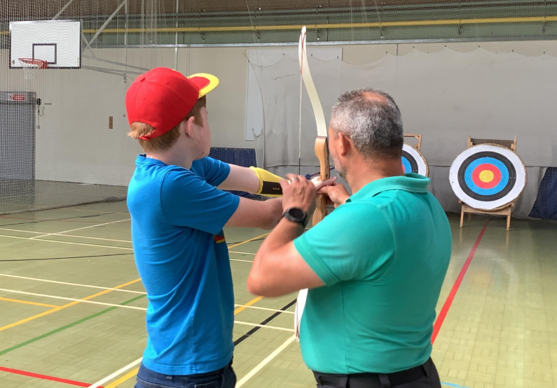 A pupil taking part in archery